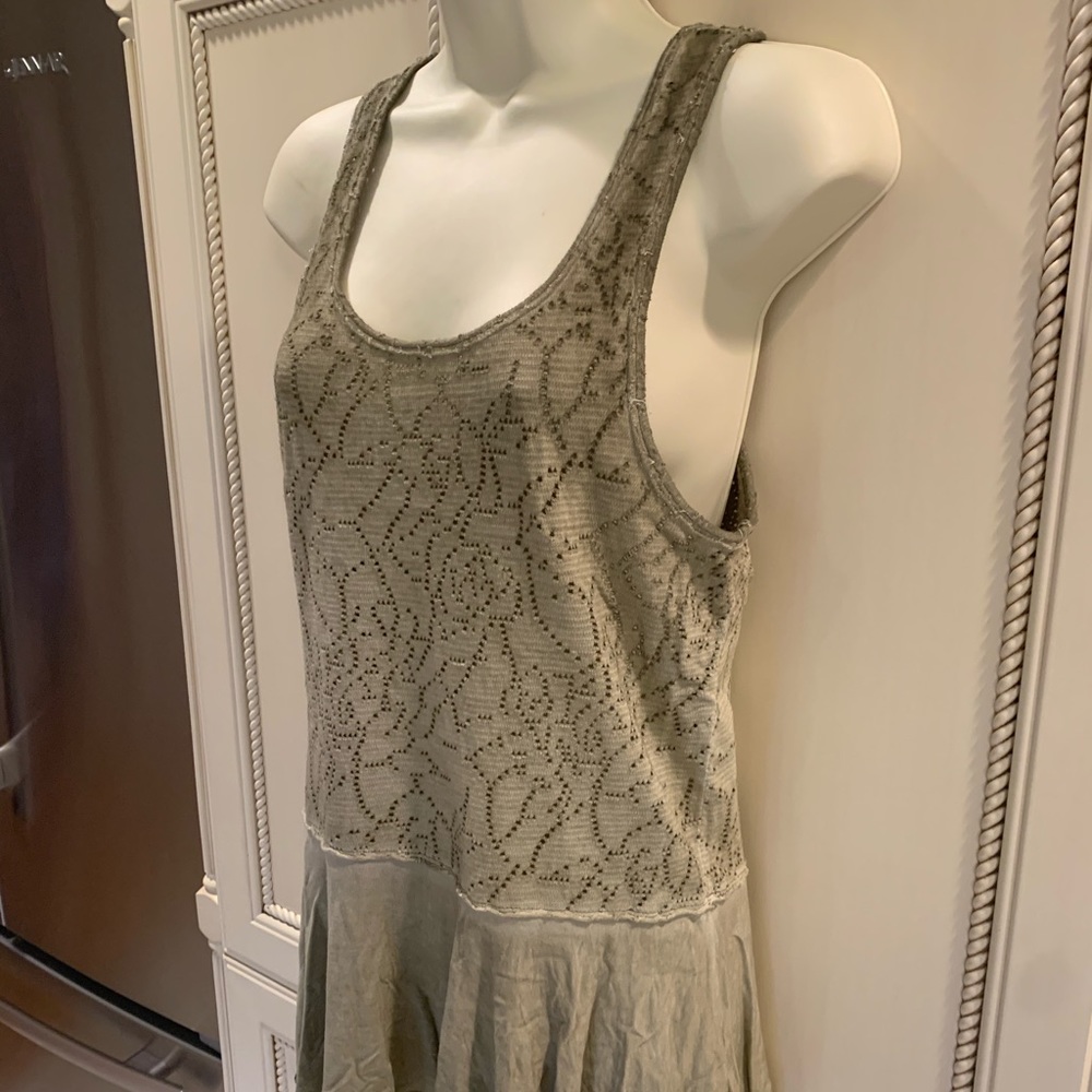 Free People Dip Dye Floral Scoop Tank Top Small